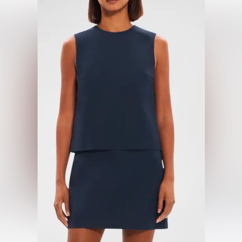 Theory Nocturne Navy Layered Shift Dress